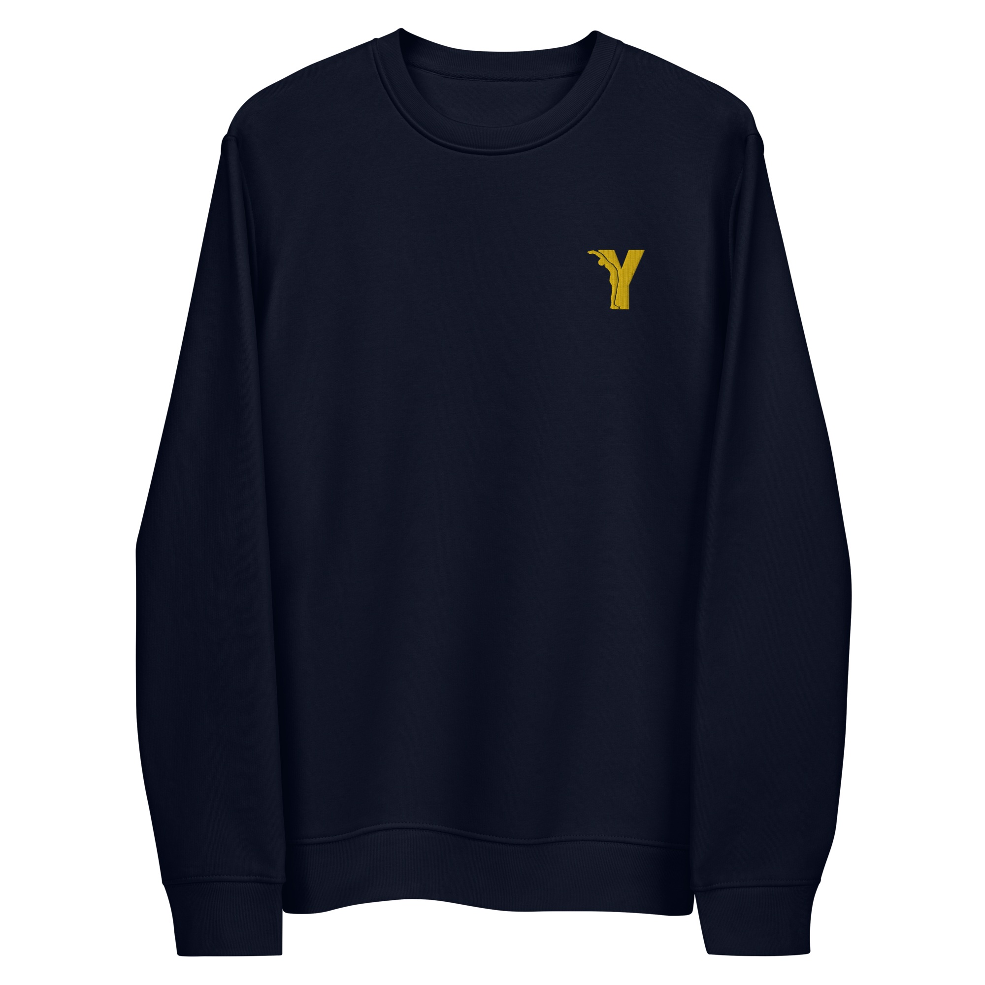 Sweatshirt écoresponsable avec Logo Y Brodé en Jaune en coton bio - Bleu Marine