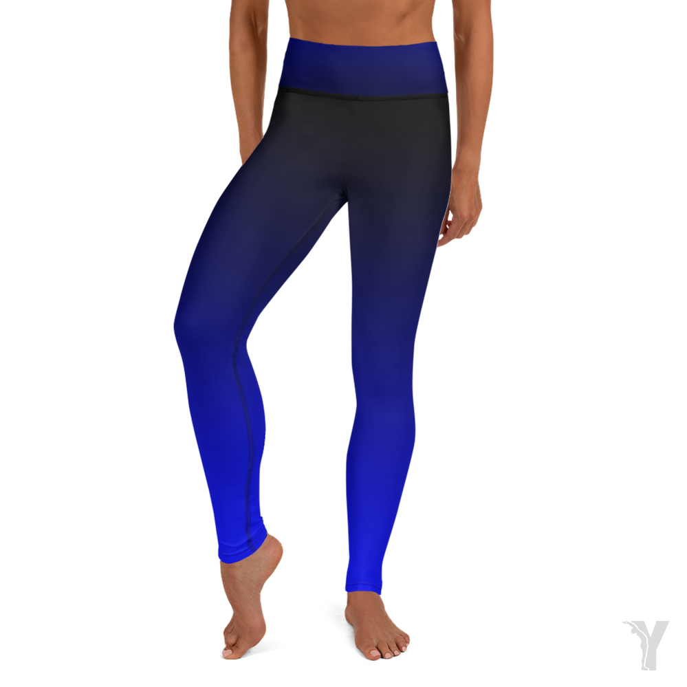Legging femme chic à porter en ville : legging dégradé noir bleu YOFE