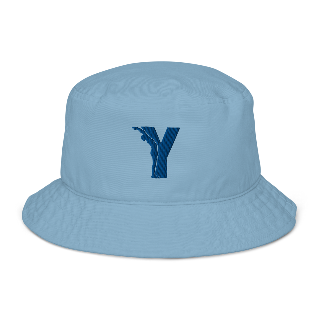 Bob Yofe en coton biologique, couleur naturelle avec logo Yofe brodé en bleu Yoga