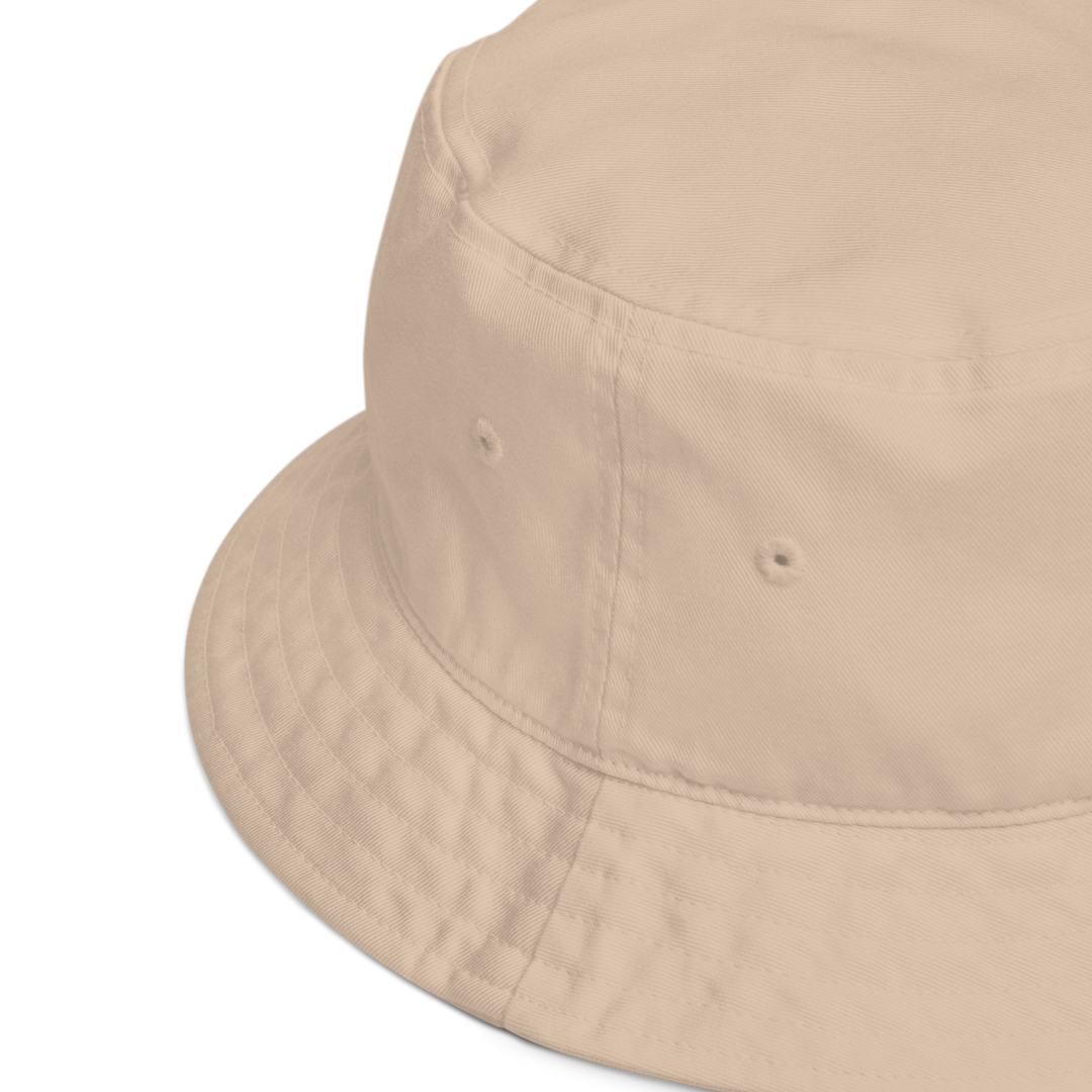 Bob Yofe en coton biologique, couleur naturelle avec logo Yofe brodé en bleu Yoga