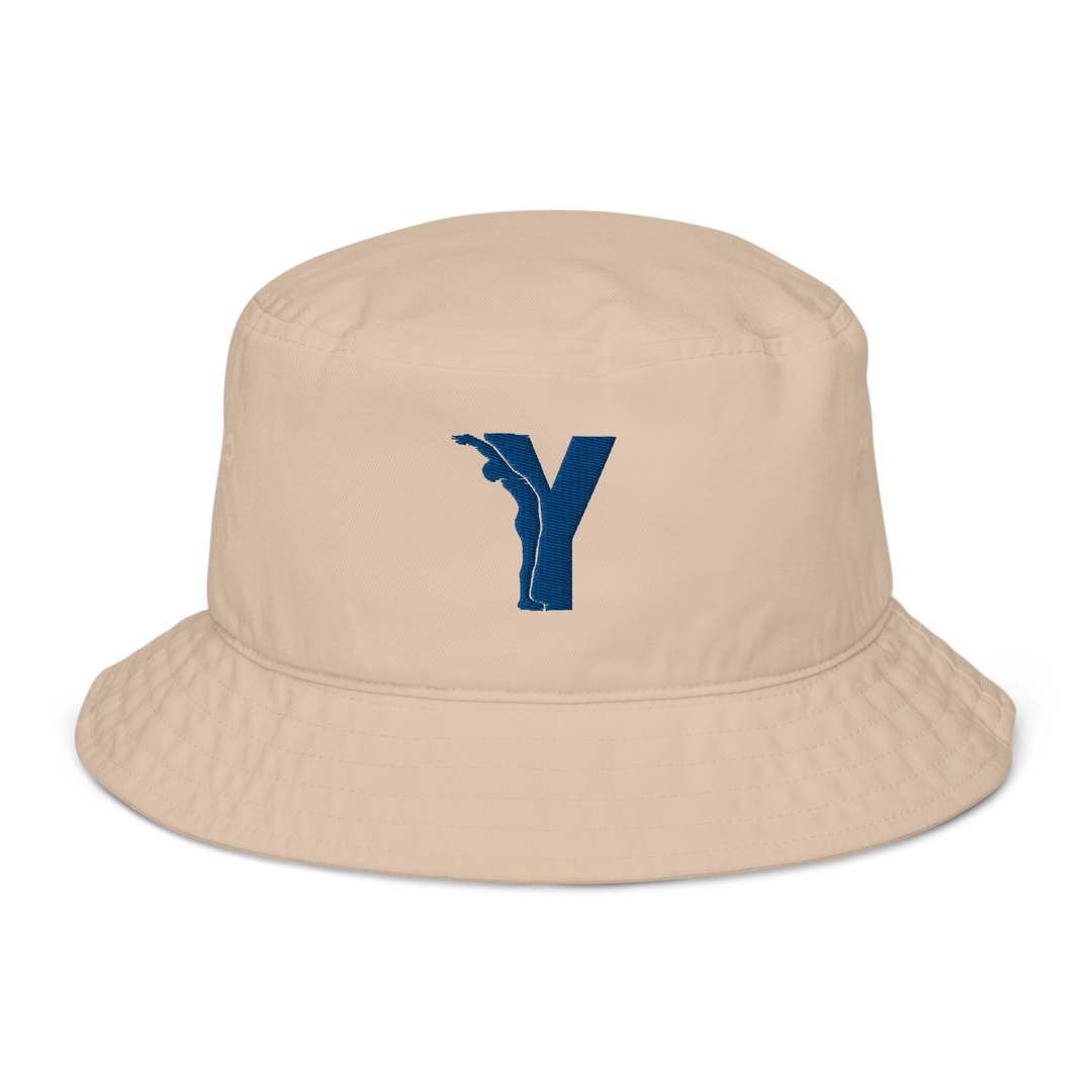 Bob Yofe en coton biologique, couleur naturelle avec logo Yofe brodé en bleu Yoga