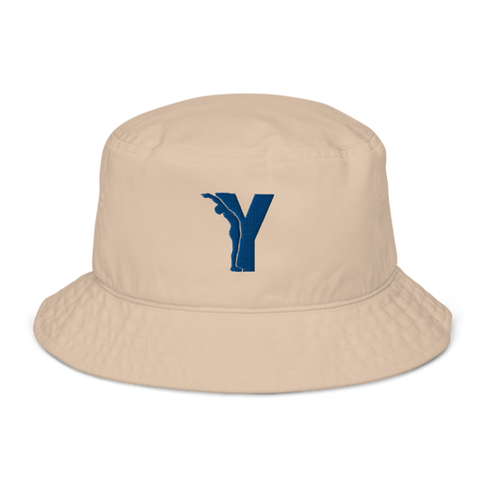 Bob Yofe en coton biologique, couleur naturelle avec logo Yofe brodé en bleu Yoga