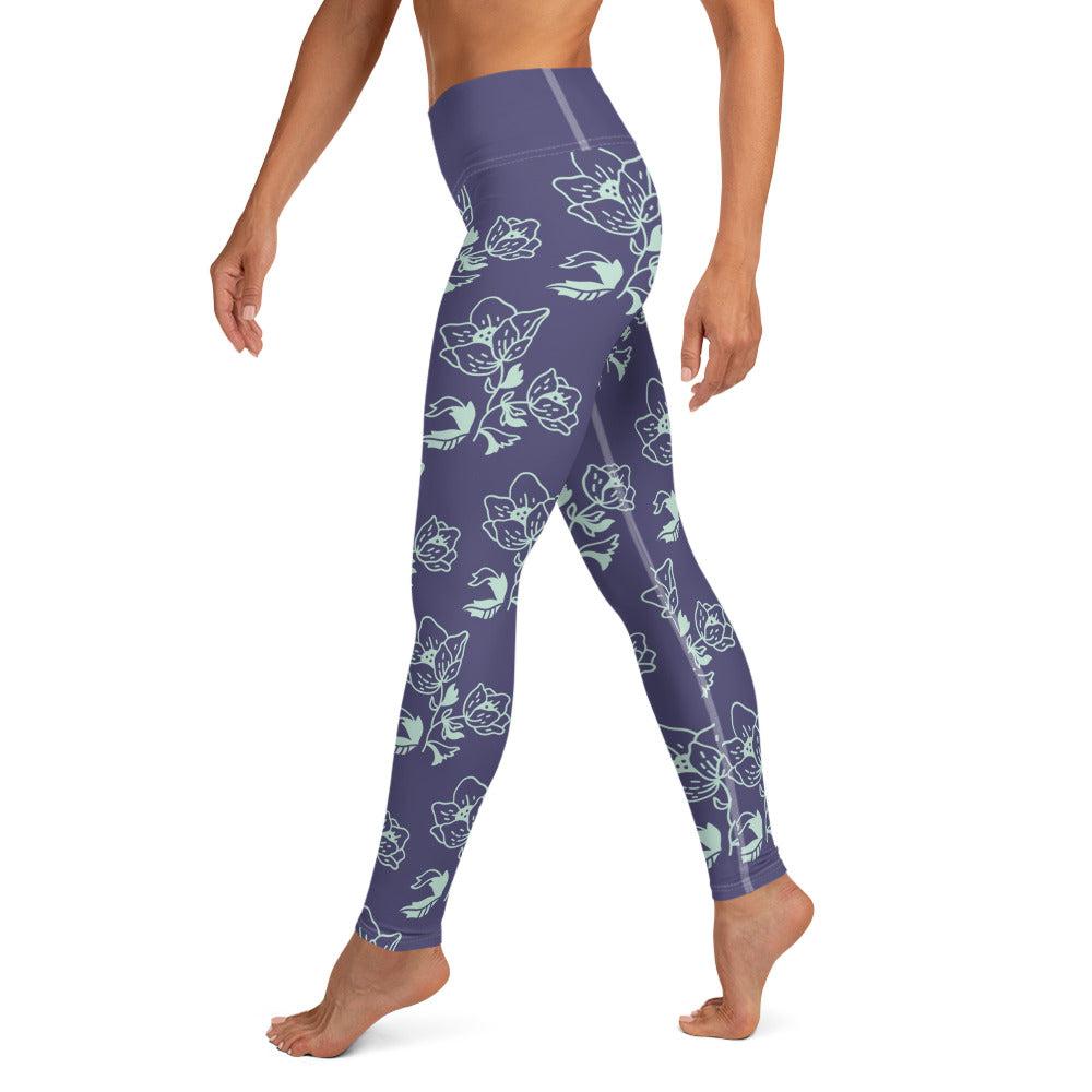Legging de Yoga lavande et fleurs-yofe yoga