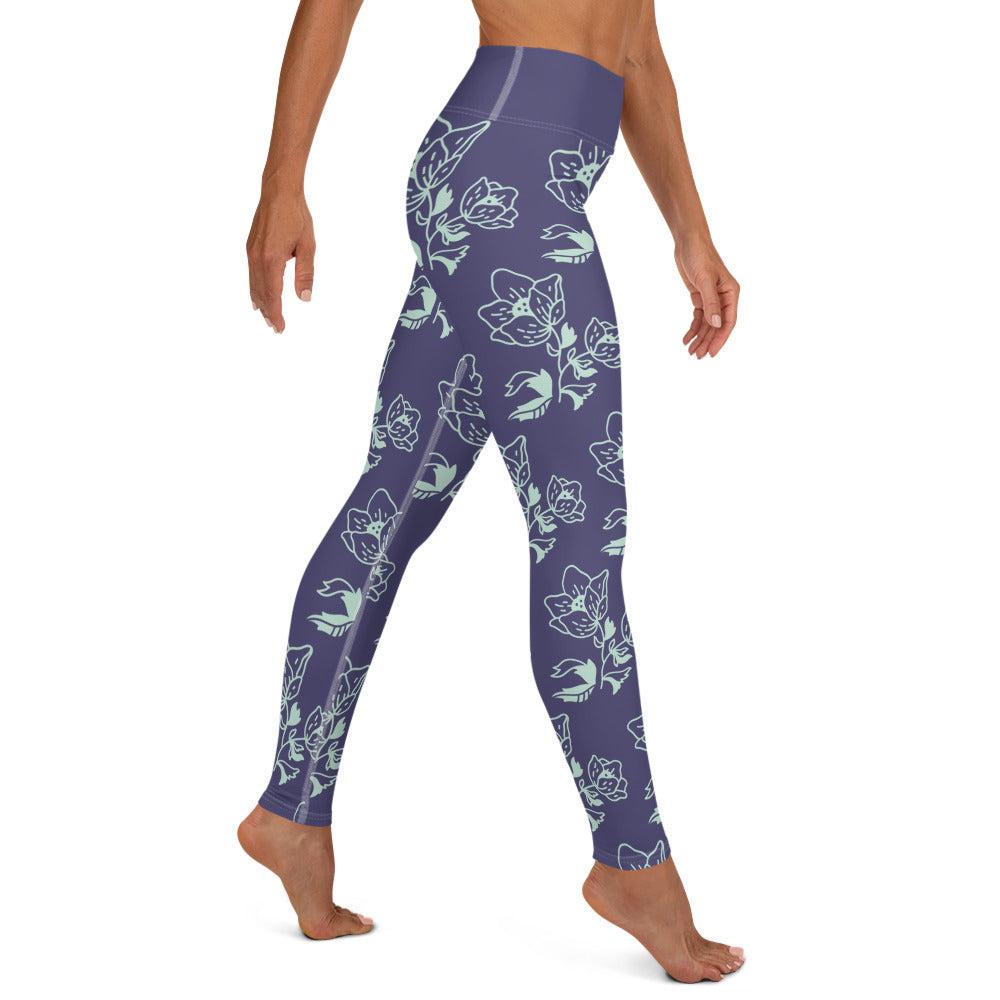Legging de Yoga lavande et fleurs-yofe yoga