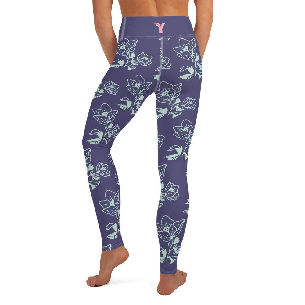 Legging de Yoga lavande et fleurs-yofe yoga