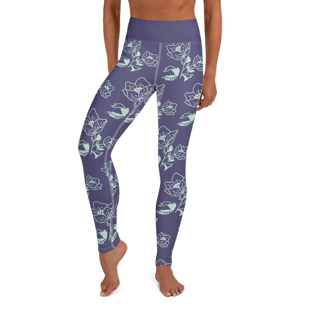 Legging de Yoga lavande et fleurs-yofe yoga