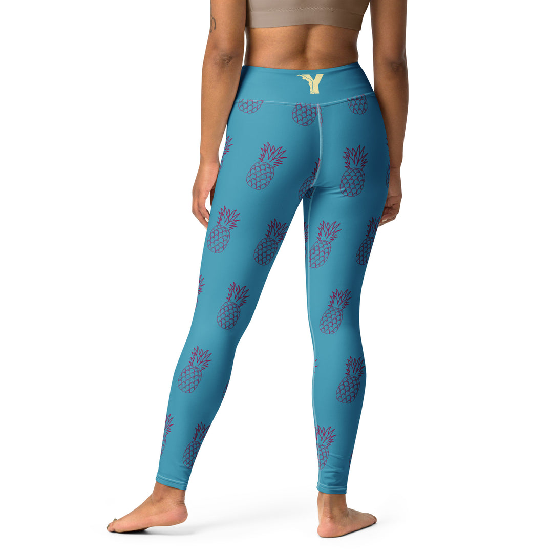 Legging de yoga - ananas bleu turquoise