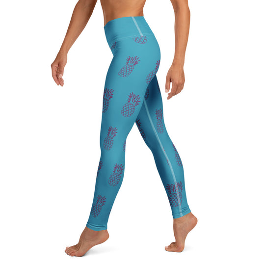 Legging de yoga - ananas bleu turquoise