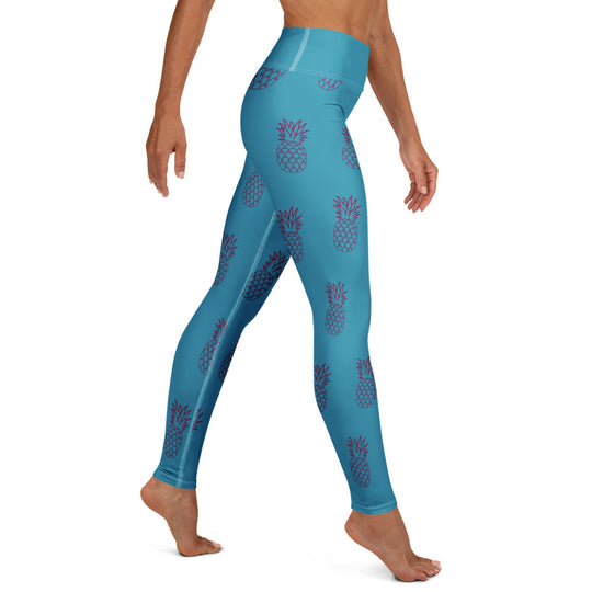 Legging de yoga - ananas bleu turquoise