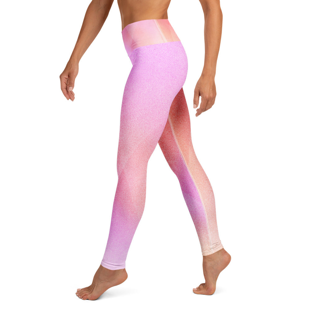 Legging yoga femme dégradé rose et pêche