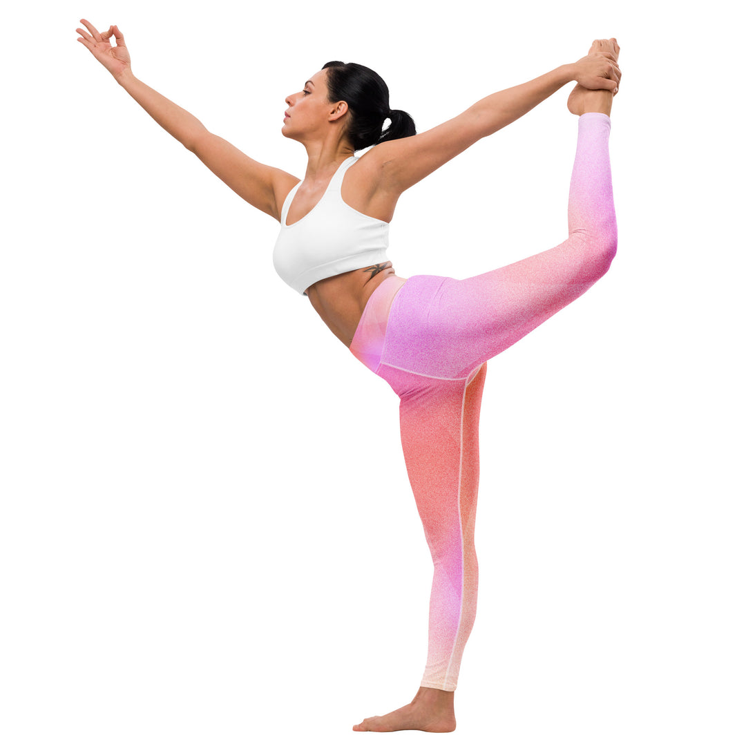 Legging yoga femme dégradé rose et pêche