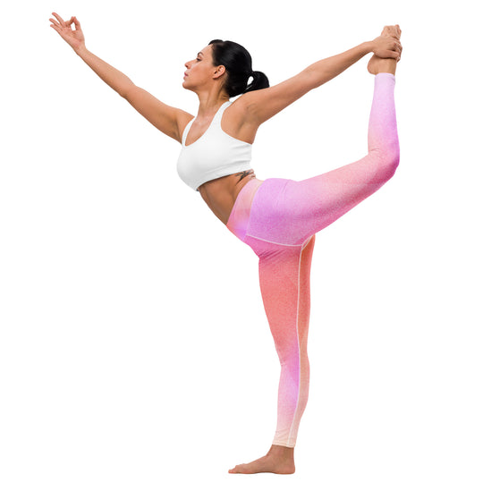 Legging yoga femme dégradé rose et pêche