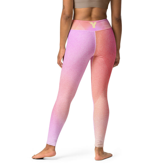 Legging yoga femme dégradé rose et pêche