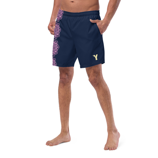 Short yoga bikram - maillot de bain - Fleurs roses - homme