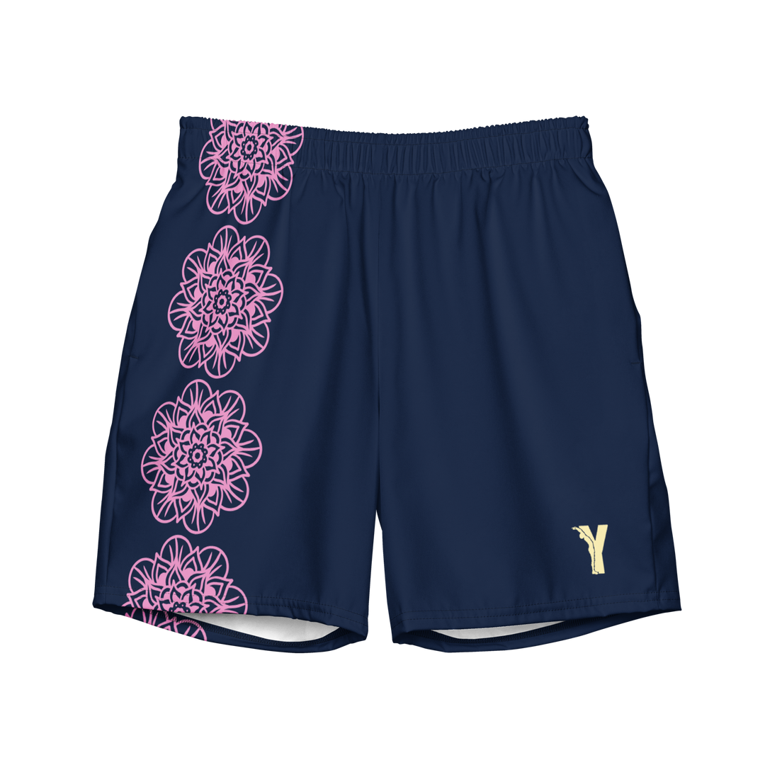 Short yoga bikram - maillot de bain - Fleurs roses - homme