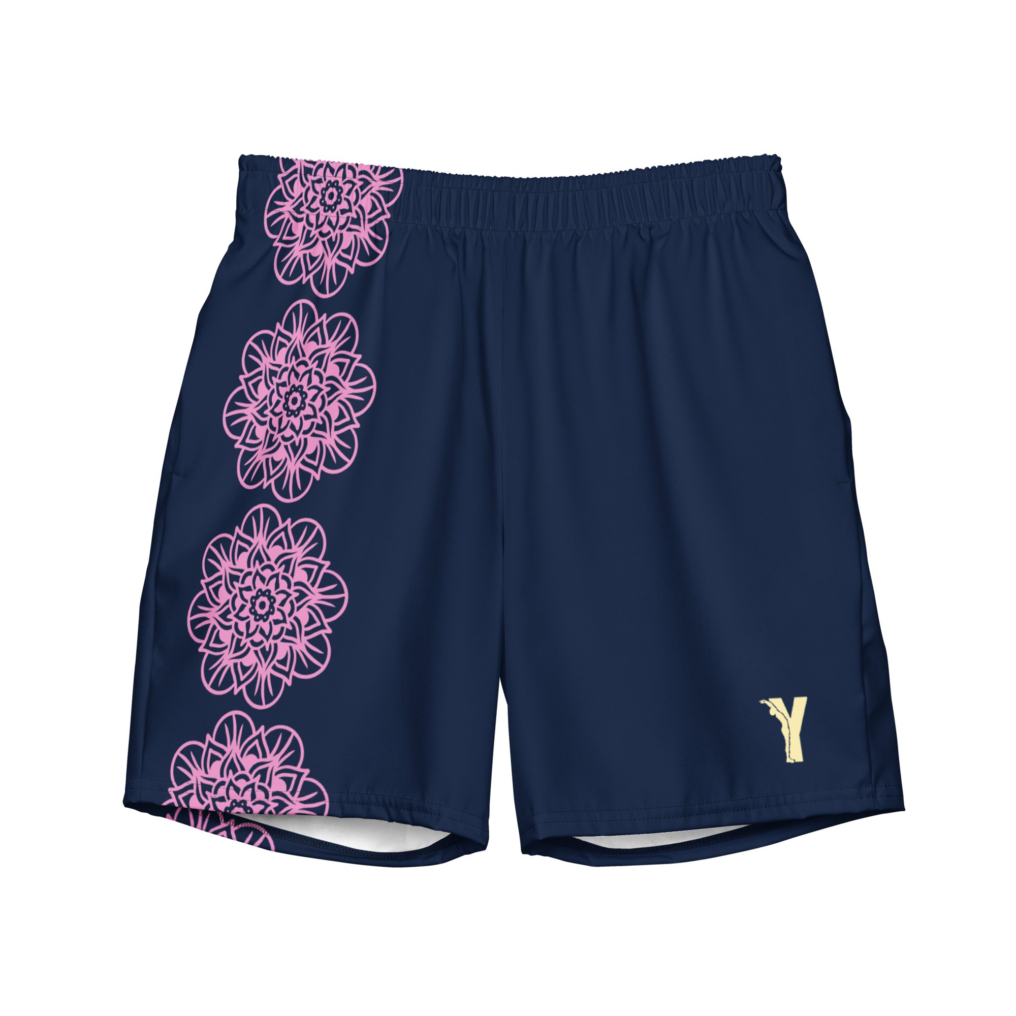 Short yoga bikram - maillot de bain - Fleurs roses - homme