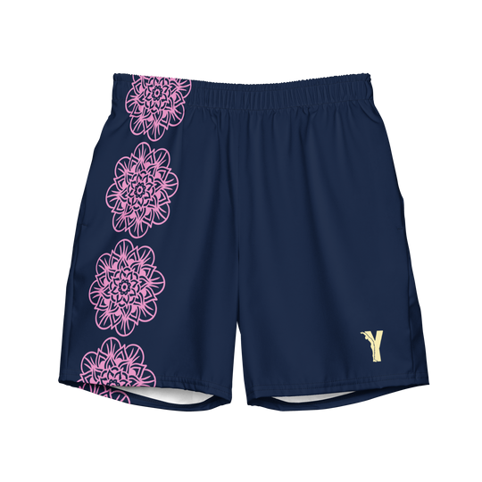 Short yoga bikram - maillot de bain - Fleurs roses - homme