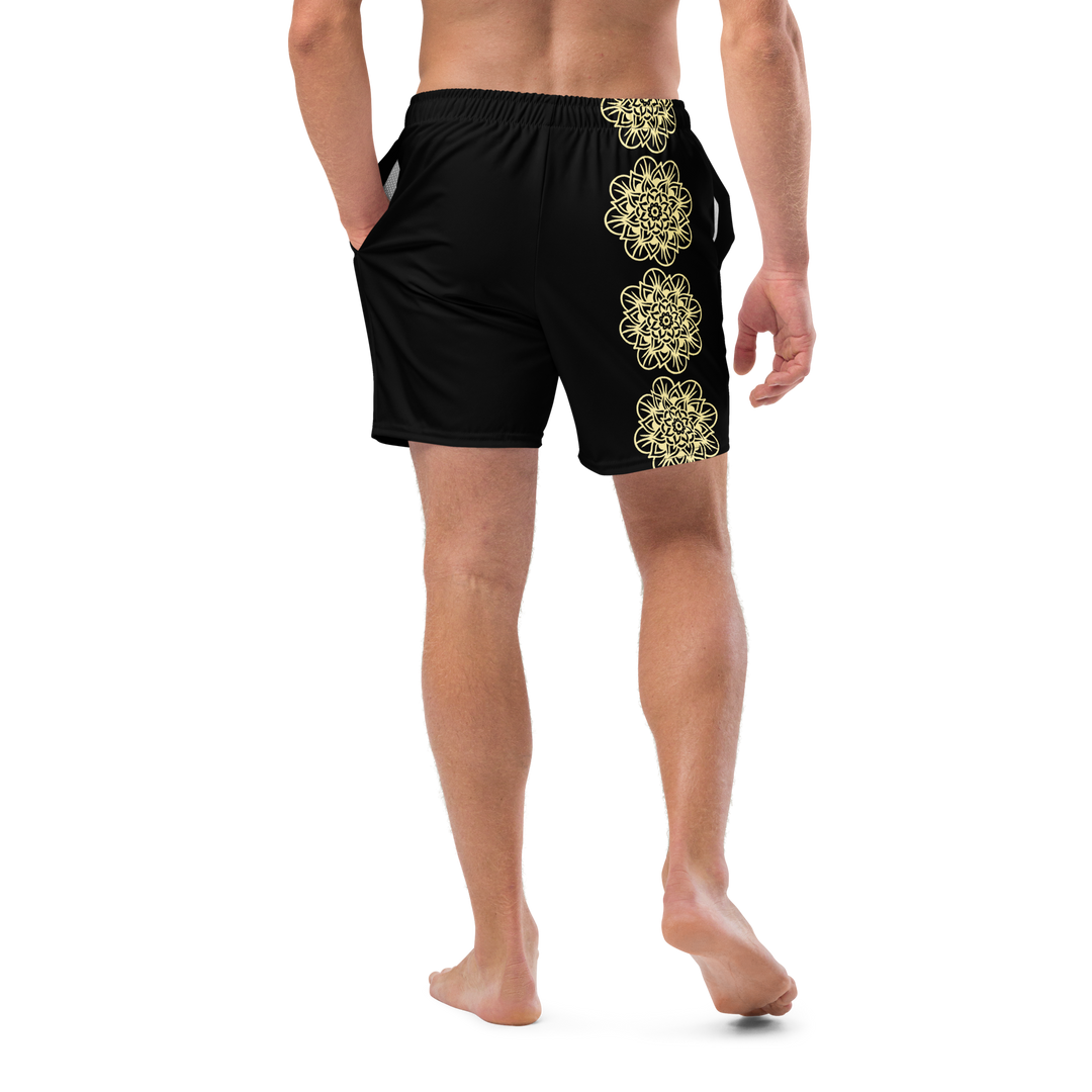 Short yoga bikram - maillot de bain - mandala jaune - homme