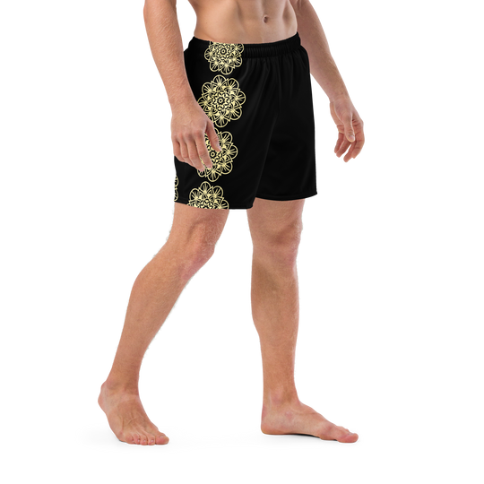Short yoga bikram - maillot de bain - mandala jaune - homme