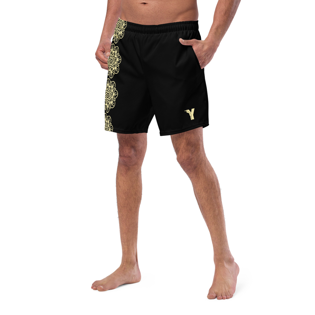 Short yoga bikram - maillot de bain - mandala jaune - homme