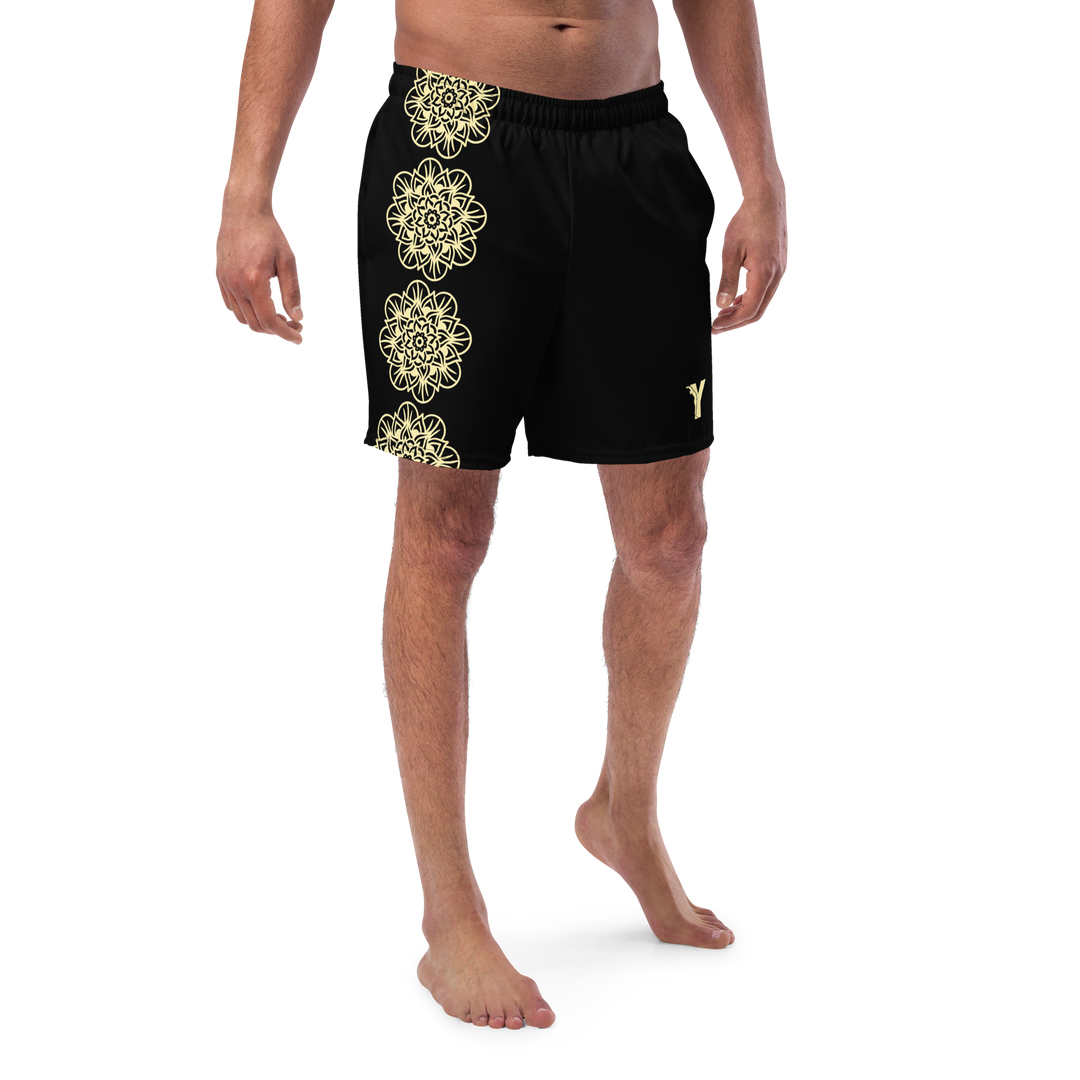 Short yoga bikram - maillot de bain - mandala jaune - homme