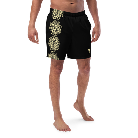 Short yoga bikram - maillot de bain - mandala jaune - homme
