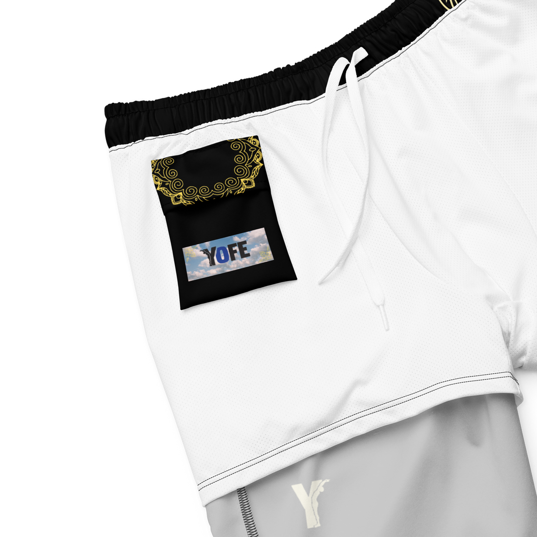 Short yoga bikram - maillot de bain - mandala jaune - homme