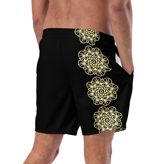 Short yoga bikram - maillot de bain - mandala jaune - homme