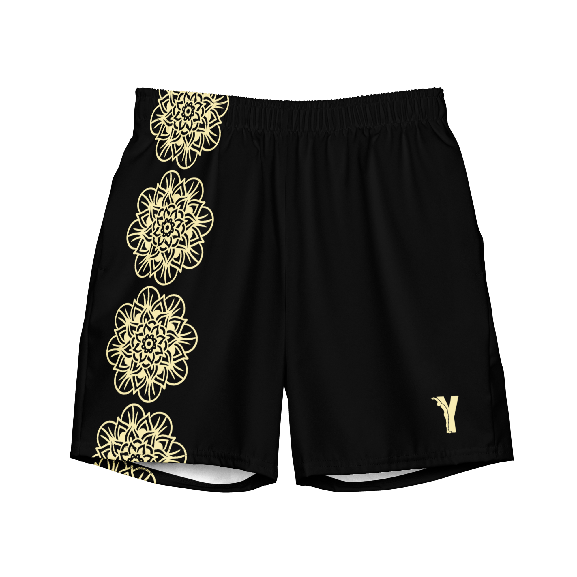 Short yoga bikram - maillot de bain - mandala jaune - homme