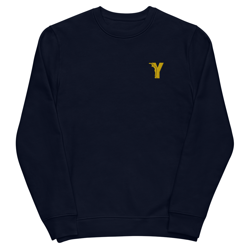 Sweatshirt écoresponsable avec Logo Y Brodé en Jaune en coton bio - Bleu Marine