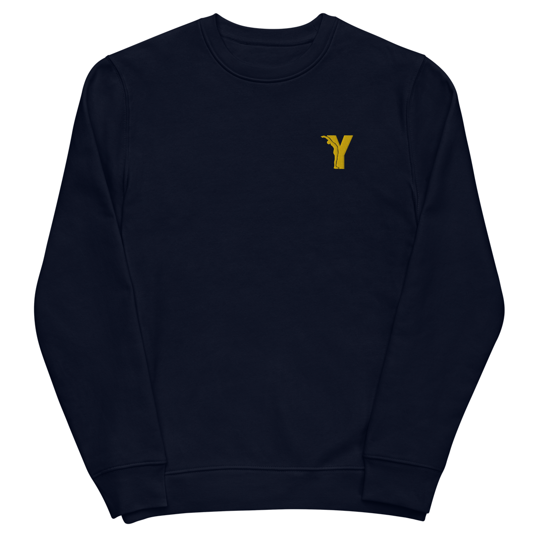Sweatshirt écoresponsable avec Logo Y Brodé en Jaune en coton bio - Bleu Marine