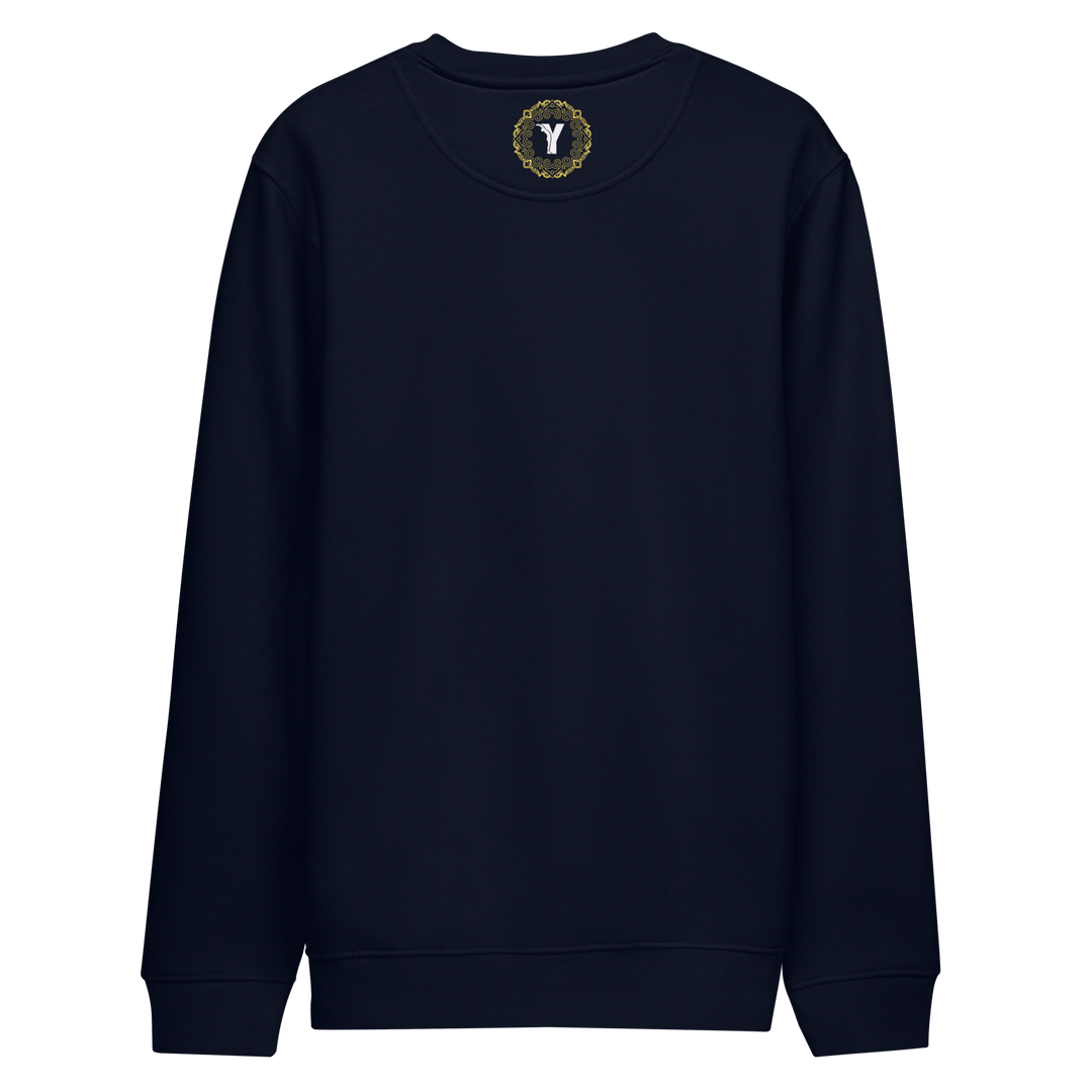 Sweatshirt écoresponsable avec Logo Y Brodé en Jaune en coton bio - Bleu Marine