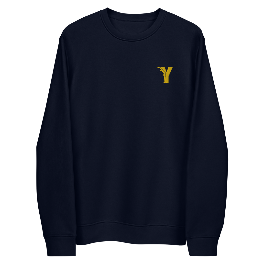 Sweatshirt écoresponsable avec Logo Y Brodé en Jaune en coton bio - Bleu Marine