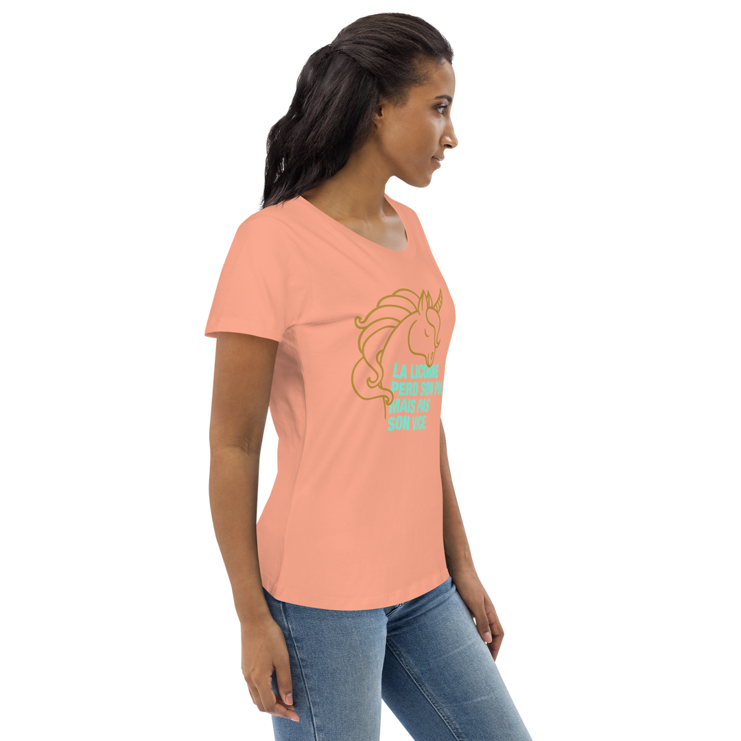 T-shirt moulant écologique femme - la licorne perd son poil mais pas son vice-YOFE YOGA