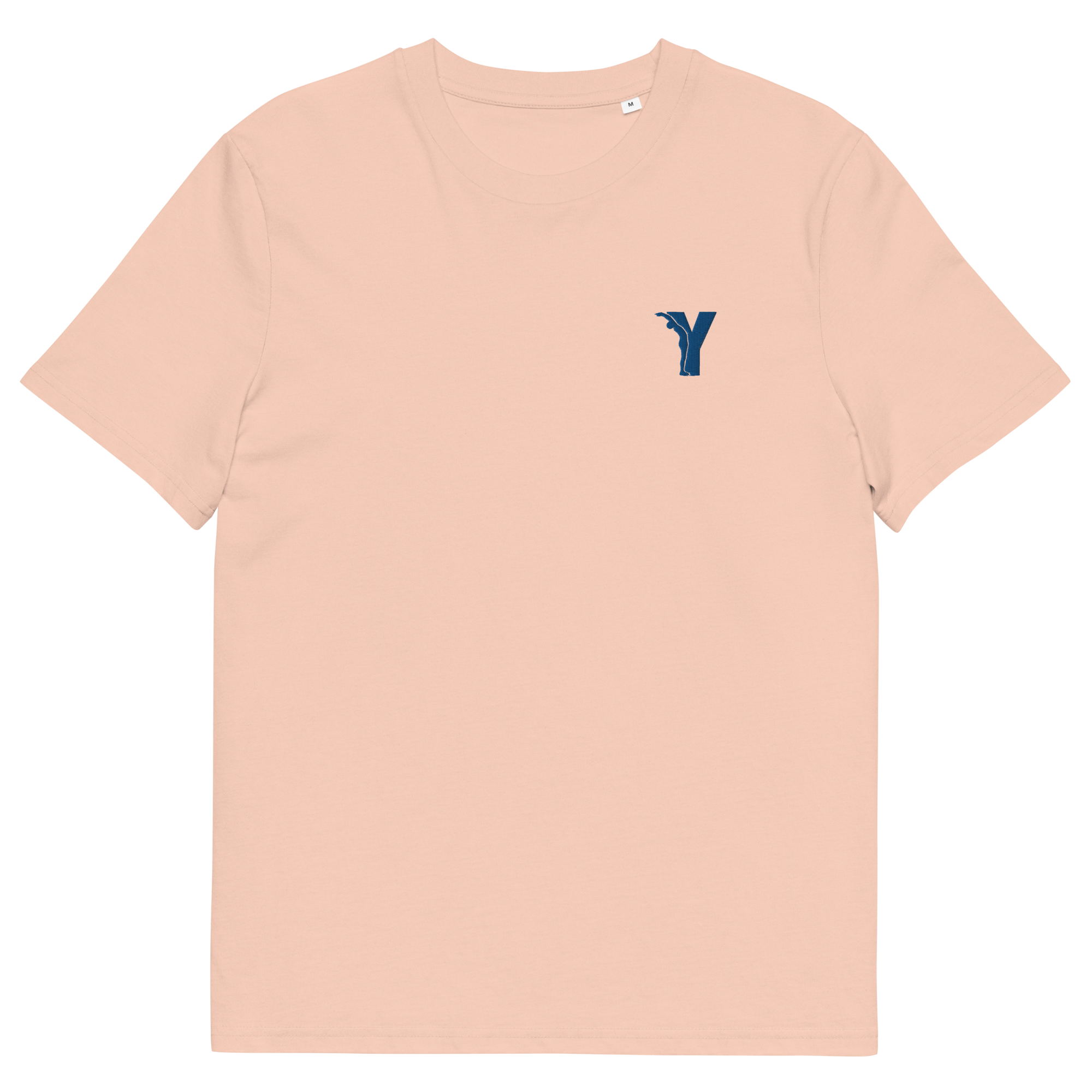 T-shirt yoga en coton biologique - Y brodé bleu - couleurs claires