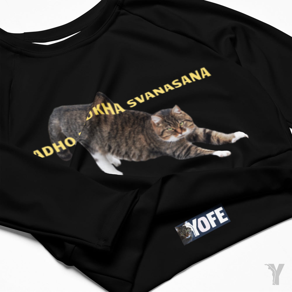 Crop top manches longues en matières recyclées - Chien tête en bas