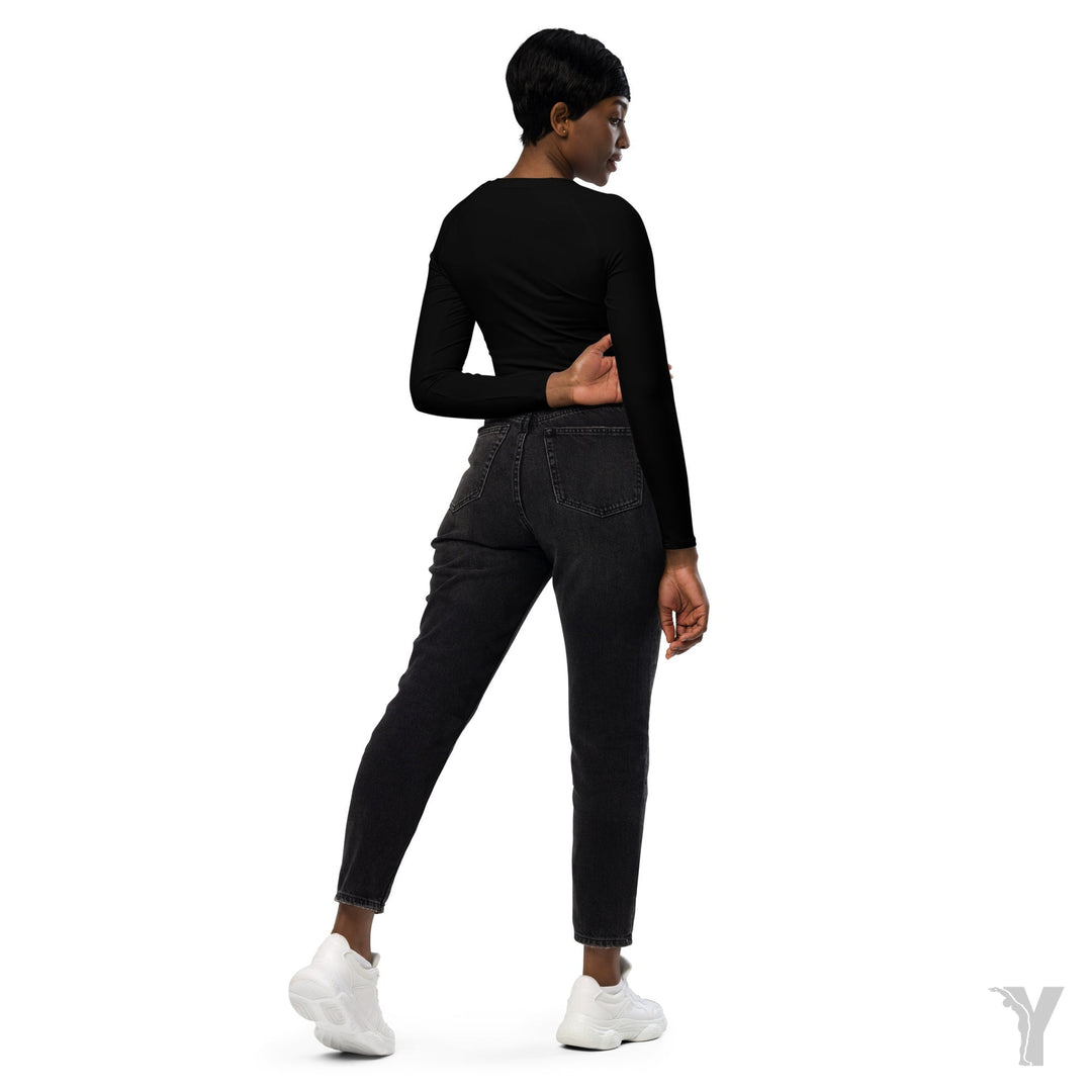 Crop top manches longues en matières recyclées - Chien tête en bas