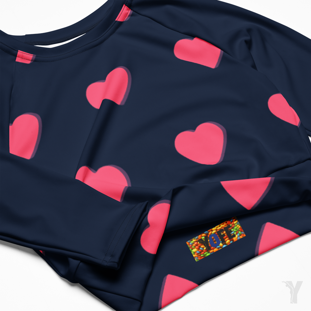 Crop top manches longues - matériaux recyclés - petit coeur