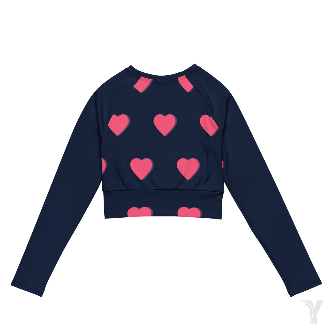 Crop top manches longues - matériaux recyclés - petit coeur