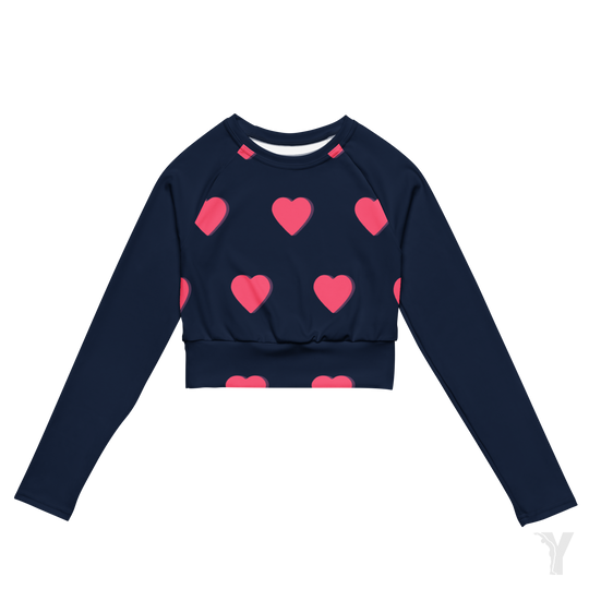 Crop top manches longues - matériaux recyclés - petit coeur