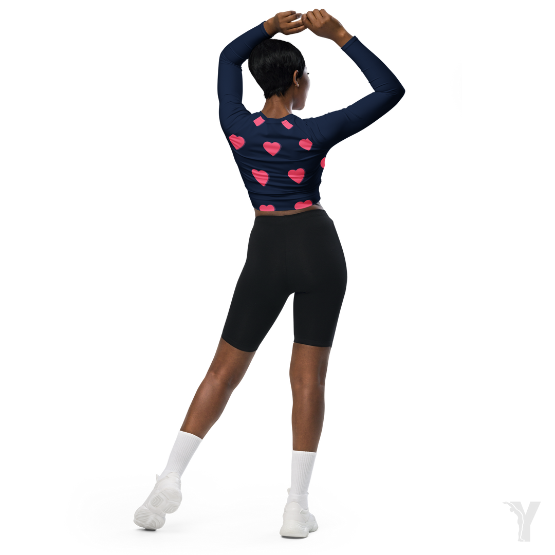 Crop top manches longues - matériaux recyclés - petit coeur