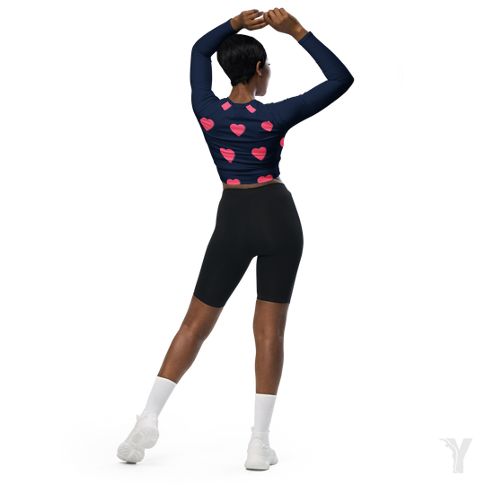 Crop top manches longues - matériaux recyclés - petit coeur