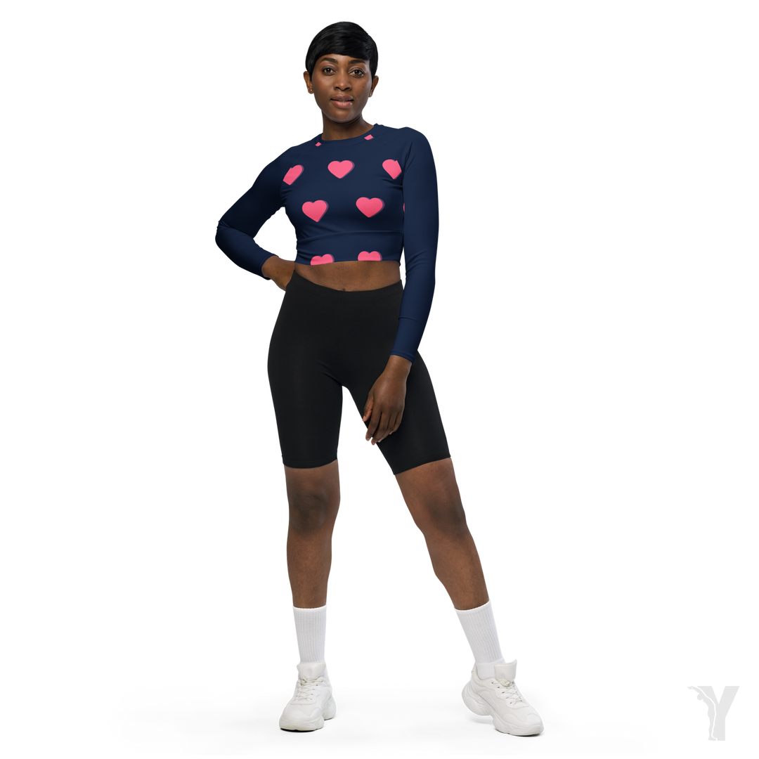 Crop top manches longues - matériaux recyclés - petit coeur