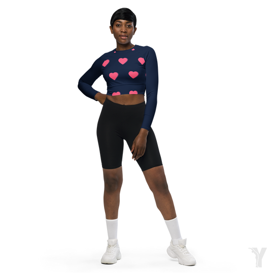 Crop top manches longues - matériaux recyclés - petit coeur