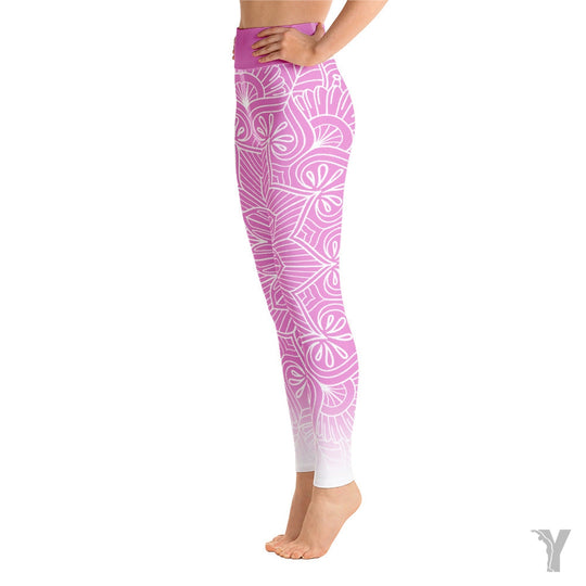 Legging de Yoga - mandala - rose blanc