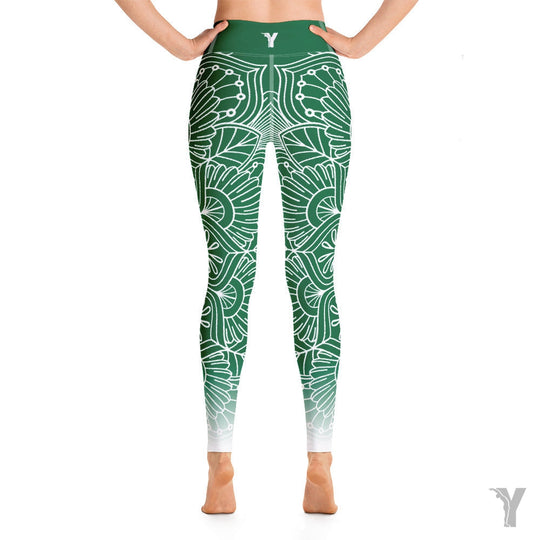 Legging de Yoga - mandala - vert blanc