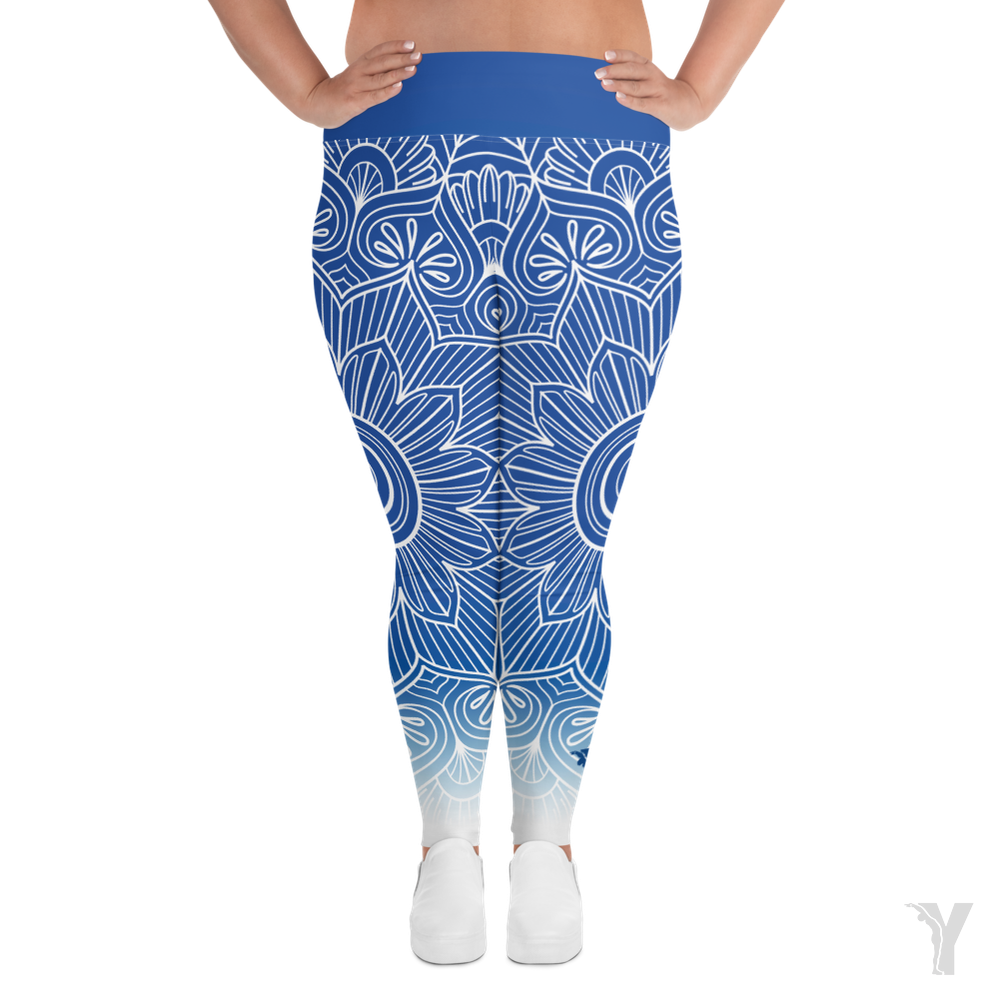 Legging de yoga - mandala bleu blanc - grande taille