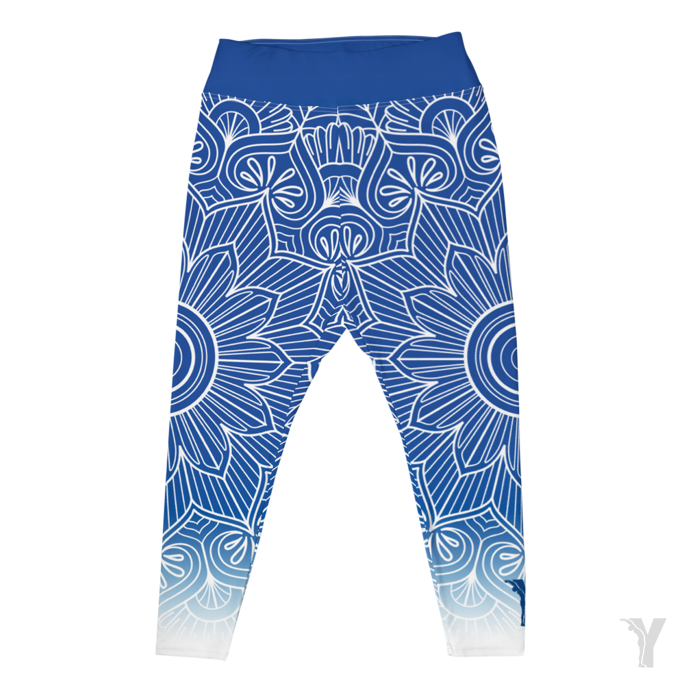 Legging de yoga - mandala bleu blanc - grande taille