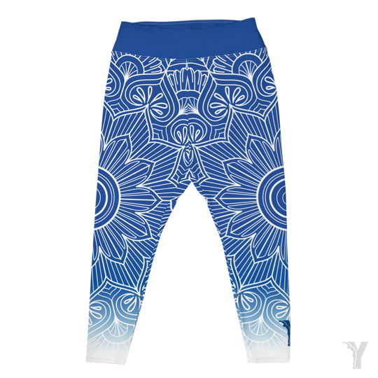 Legging de yoga - mandala bleu blanc - grande taille