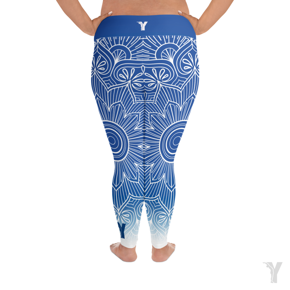 Legging de yoga - mandala bleu blanc - grande taille